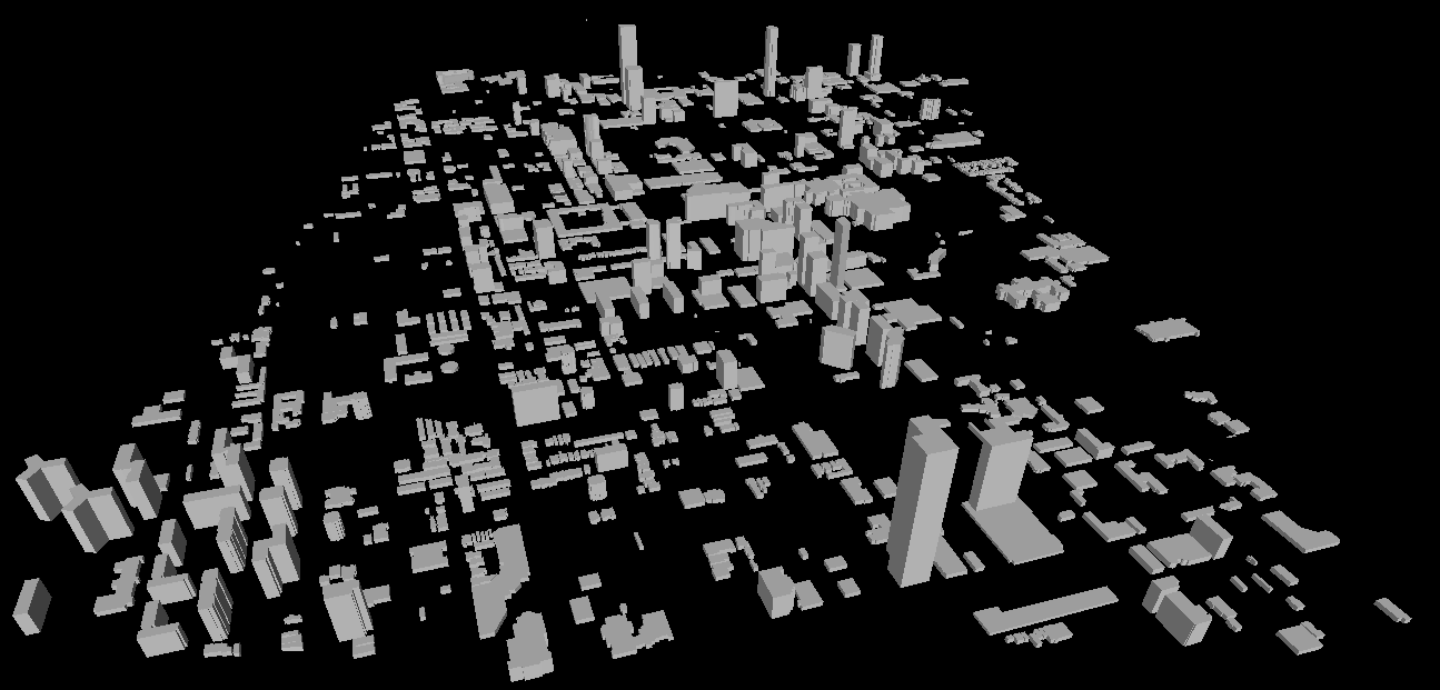 Downtown Toronto 3D model imported from OpenStreetMap