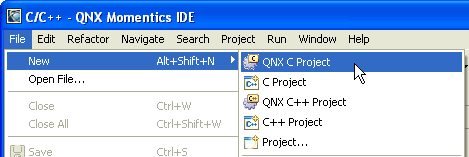 New QNX C Project